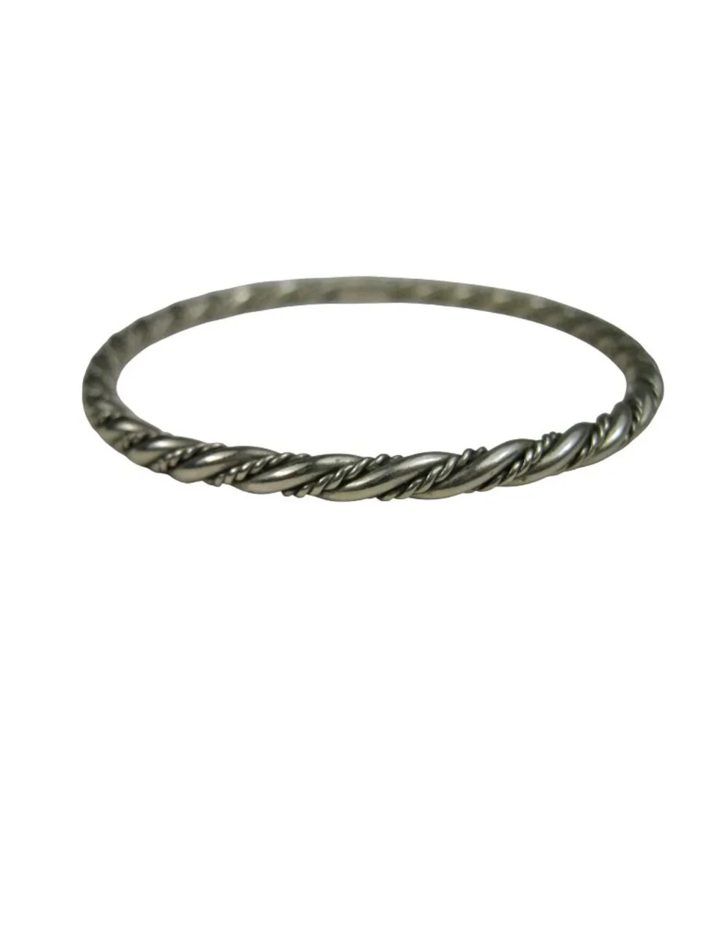 Vintage Mexican Sterling Silver 925 Twisted Rope Bangle Bracelet Cuff 17g Size 8